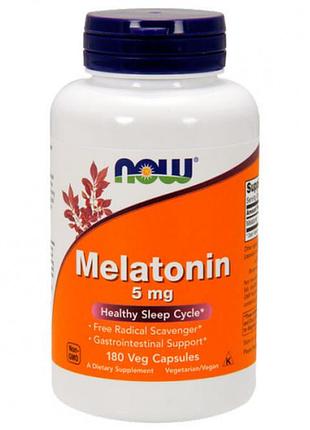 Витамины now foods melatonin 5 mg 180 капсул (219804)