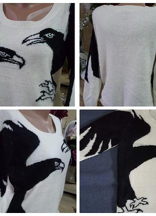 Редкий,эксклюзивный свитер с анималистическим принтом"divided" раз.m divided