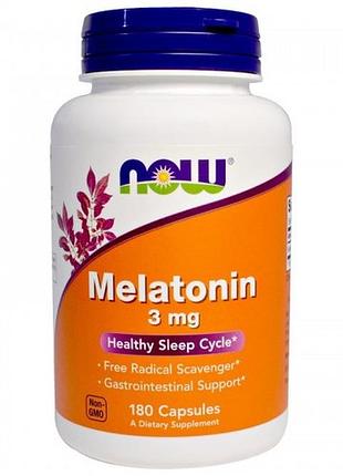 Амінокислота now foods melatonin 3 mg 180 таблеток без смаку (103035)