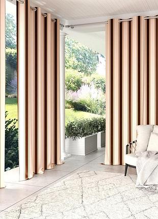 Садовые шторы в полоску купить wood luxury непромокаемая 175х220 см коричневый/молочный.