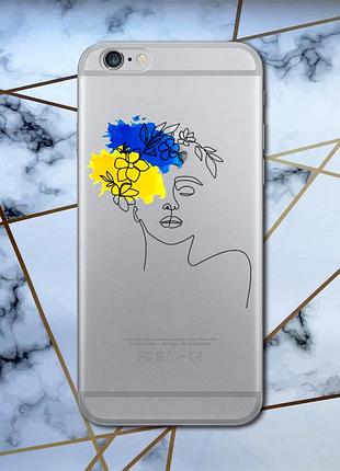 Прозорий чохол для iphone 6+ 6 plus 6s plus з об'ємним друком "українка арт" принт 3