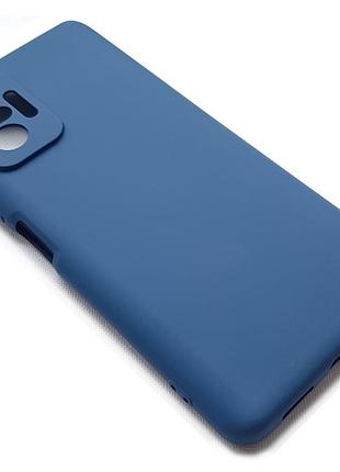 Силиконовый чехол soft touch с микрофиброй для xiaomi redmi note 10 pro синий защита камеры