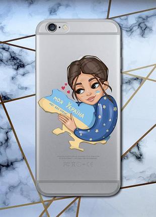 Прозорий чохол для iphone 6+ 6 plus 6s plus з об'ємним друком моя україна принт 2