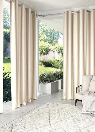 Уличные шторы полоска wood luxury непромокаемая 175х220 см коричневый/белый.