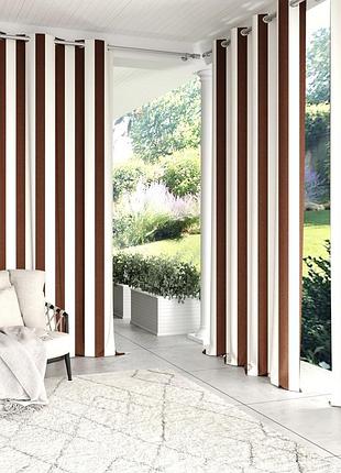 Уличная штора полоска wood luxury непромокаемая 175х220 см коричневый/белый.