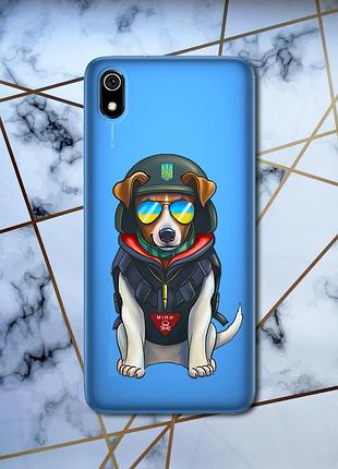 Прозорий чохол на xiaomi redmi 7a патріотичний дизайн пес патрон принт 4