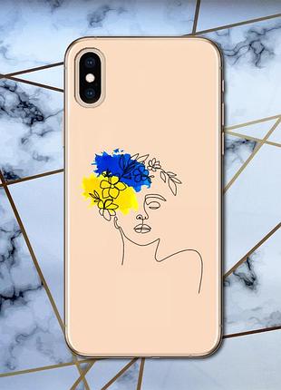 Прозорий чохол для iphone xs max з об'ємним друком "українка арт" принт 3