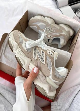 Жіночі кросівки new balance 9060 beige leopard нью беланс бежевого з леопардовим кольорів