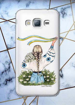 Прозрачный чехол для samsung galaxy j3 2016 / j310 :: девушка с лентой (принт 17)