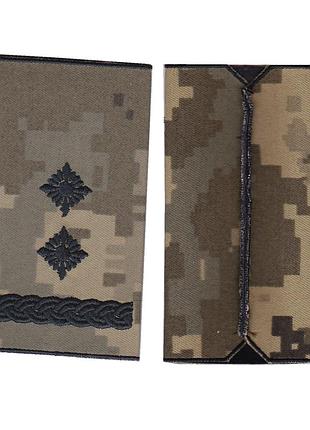 Погон підполковник військовий / армійський шеврон зсу, чорний колір на пікселі. 10 см * 5 см. муфта.