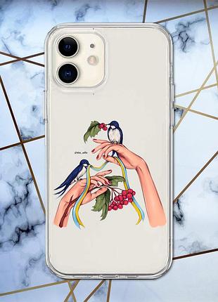 Прозорий чохол для iphone 12 mini патріотичний дизайн ластівки принт 15