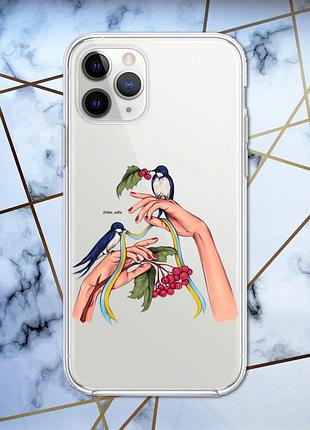 Прозорий чохол для apple iphone 11 pro max (6,5) патріотичний дизайн ластівки принт 15