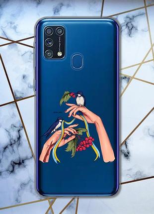 Прозрачный чехол для samsung galaxy m31 :: ласточки (принт 15)