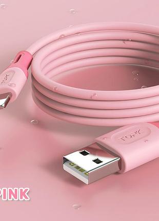 Кабель topk type-c 1m pink