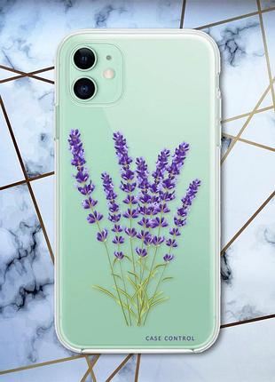 Прозорий чохол для apple iphone 11 (6,1) рельєфний дизайн лаванда принт 28