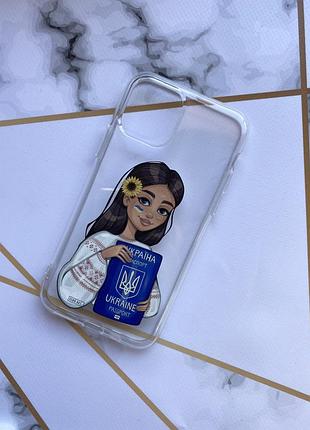 Прозрачный чехол для apple iphone 11 pro (5,8) :: девушка с паспортом (принт 12)