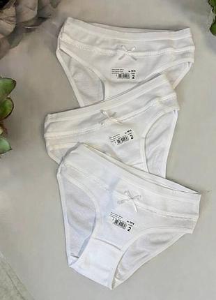 Детские трусики для девочек baykar красивые турецкие хб трусы слип для девочки набор 3 шт белые арт 5070 2-110-116 см 3-4 года