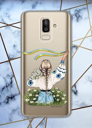 Прозрачный чехол для samsung galaxy j8 (2018) :: девушка с лентой (принт 17)