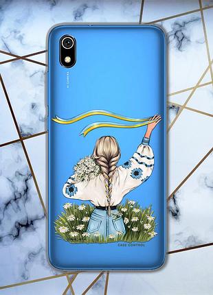 Прозорий чохол для xiaomi redmi 7a патріотичний дизайн "дівчина зі стрічкою" принт 17
