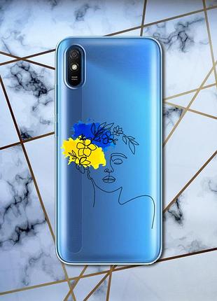 Прозрачный чехол для xiaomi redmi 9a :: украинка арт (принт 3)