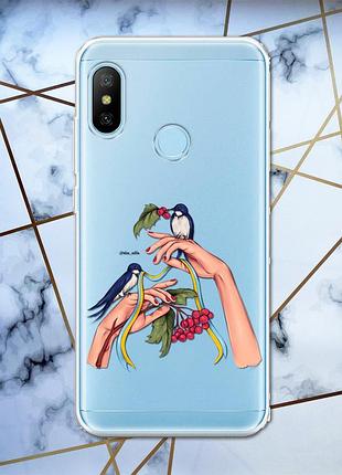 Прозорий чохол для xiaomi redmi 6 pro патріотичний дизайн ластівки принт 15