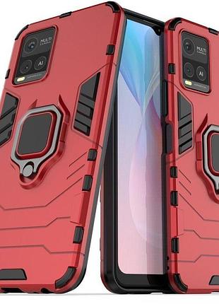 Чохол fiji ring для vivo y21 / y21s / y33s броньований бампер з кільцем червоний