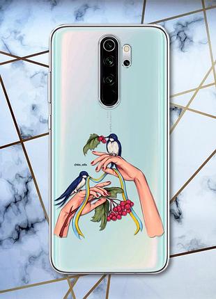 Прозрачный чехол на xiaomi redmi note 8 pro :: ласточки (принт 15)