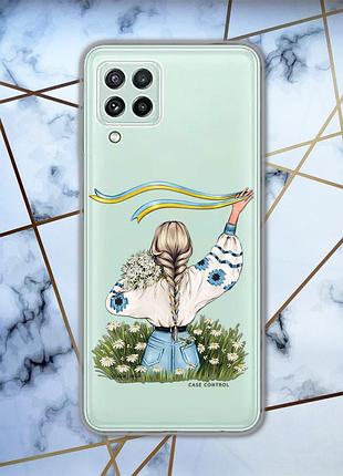 Прозрачный чехол для samsung galaxy a22 5g :: девушка с лентой (принт 17)