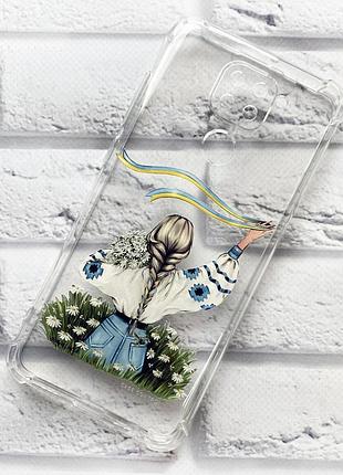 Прозорий чохол для xiaomi redmi note 9 патріотичний дизайн "дівчина зі стрічкою" принт 17