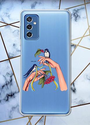 Прозрачный чехол для samsung galaxy m52 :: ласточки (принт 15)