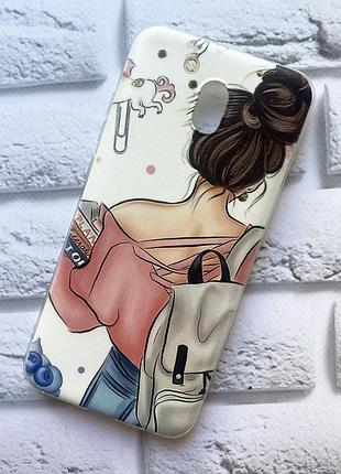 Чехол на xiaomi redmi 8a :: девушка с рюкзаком (принт 30)