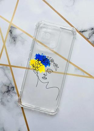 Прозрачный чехол с утолщенными углами на xiaomi redmi 10с :: украинка арт (принт 3)