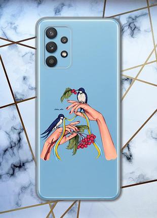 Прозорий чохол для samsung galaxy a32 патріотичний дизайн ластівки принт 15