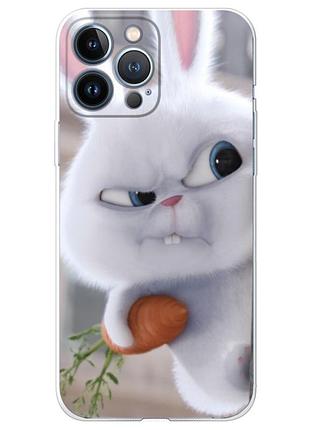 Чехол силиконовый с картинкой на iphone 13 pro (кролик снежок)