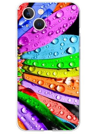 Чехол силиконовый с картинкой на iphone 13 (цветные листья)