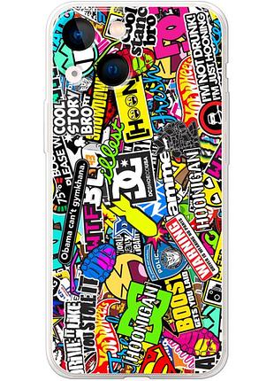Чохол силіконовий з картинкою на iphone 13 mini (кольорові наклейки)