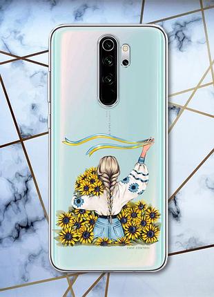 Прозрачный чехол на xiaomi redmi note 8 pro :: девушка с лентой (принт 25)