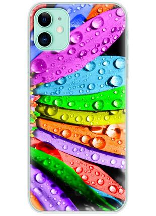 Чохол силіконовий з картинкою на iphone 11 (кольорові листки)