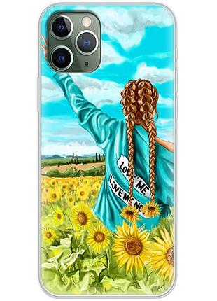 Чехол силиконовый с картинкой на iphone 11 pro (патриотический, девушка украинка)