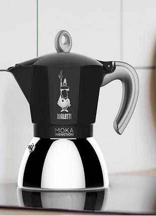 Кофеварка гейзерная bialetti new moka induction black (черная) на 6 чашек (280 мл.)