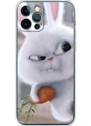 Чехол силиконовый с картинкой на iphone 12 pro max (кролик снежок)