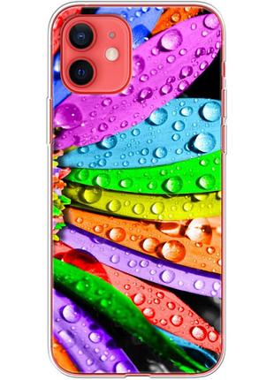 Чехол силиконовый с картинкой на iphone 12 mini (цветные листья)