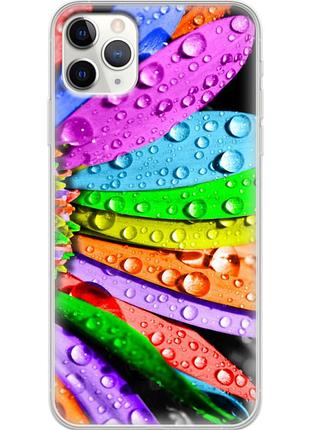 Чехол силиконовый с картинкой на iphone 11 pro max (цветные листья)