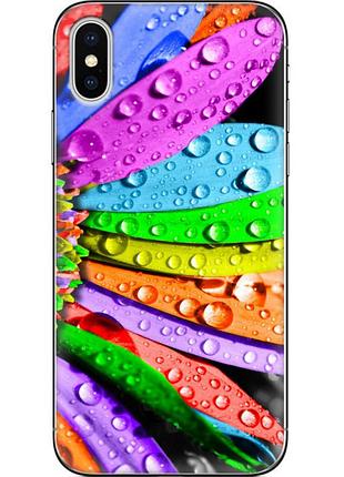 Чехол силиконовый с картинкой на iphone x (цветные листья)