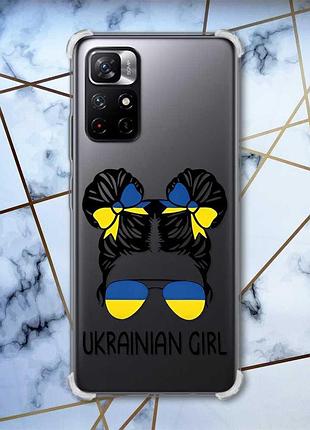 Чехол с утолщёнными углами для xiaomi redmi note 11 5g :: украинская девушка (принт 113)