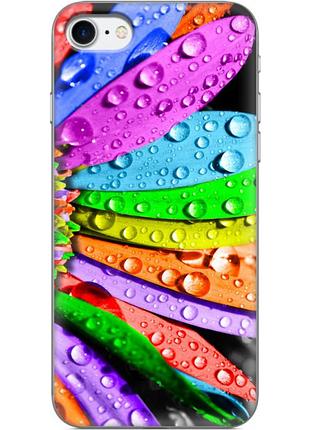 Чехол силиконовый с картинкой на iphone 7 (цветные листья)