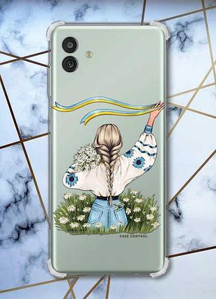 Чохол з потовщеними кутами на samsung galaxy m13 5g дівчина зі стрічкою (принт 17)