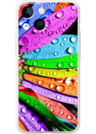 Чехол силиконовый с картинкой на iphone 13 mini (цветные листья)
