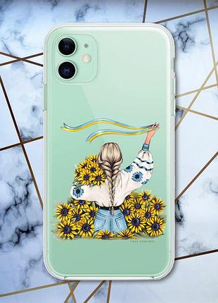 Прозрачный чехол для apple iphone 11 (6.1) :: девушка с лентой (принт 25)