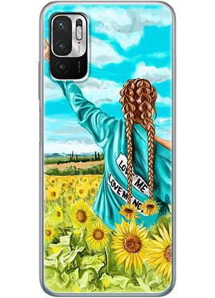 Чехол силиконовый с картинкой на xiaomi redmi note 10 5g (патриотический, девушка украинка)